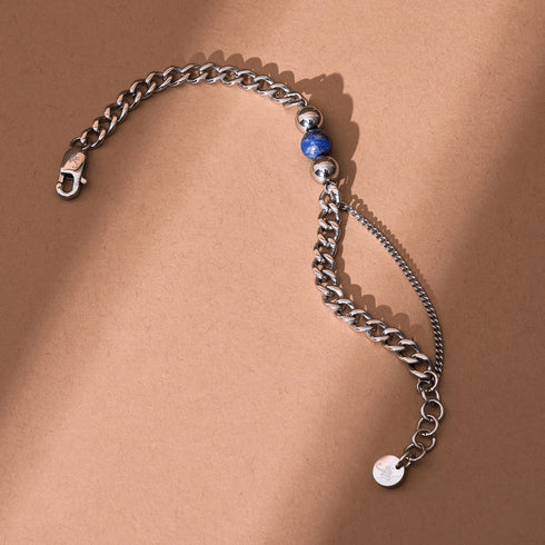 Lapis x Argent | Bracelet chaîne de pierres précieuses